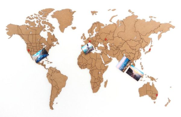 Деревянная карта мира World Map True Puzzle Small, коричневая - коричневый