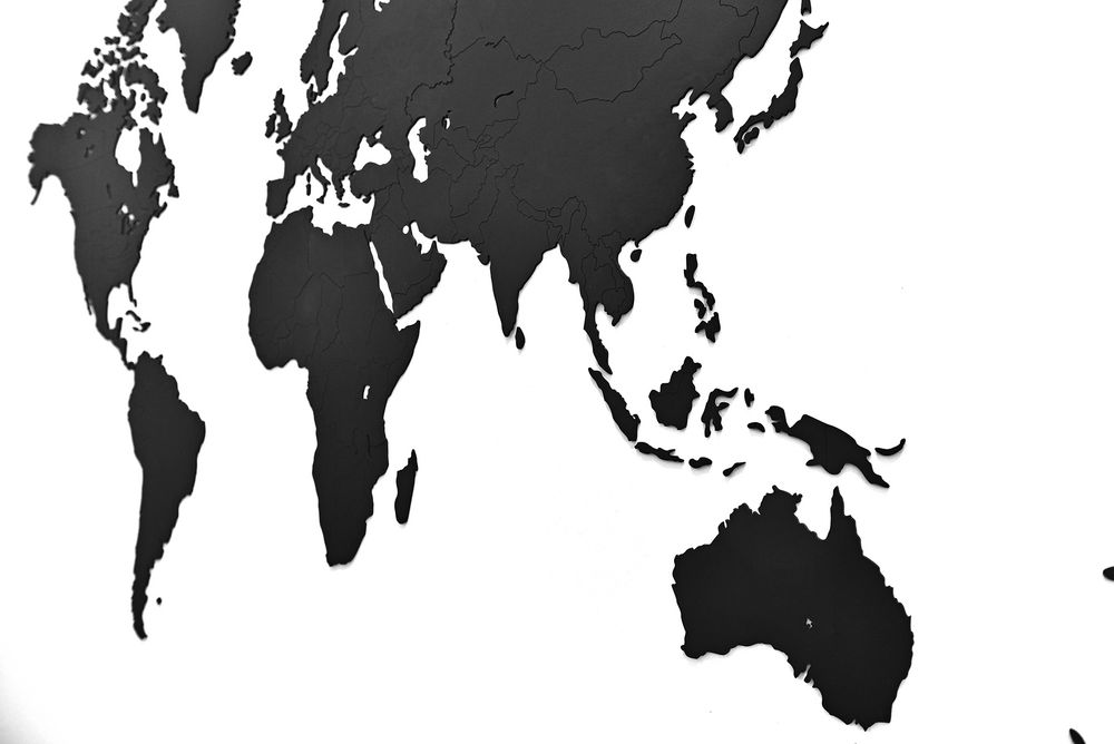 Деревянная карта мира World Map Wall Decoration Large - черный