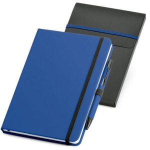 Набор: блокнот Advance с ручкой, синий с черным - черный