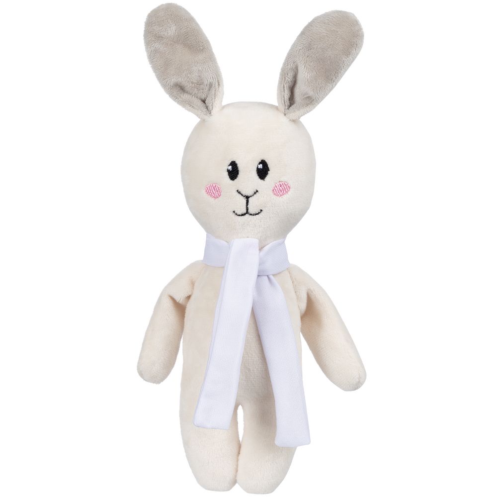 Игрушка Beastie Toys, заяц с белым шарфом - белый