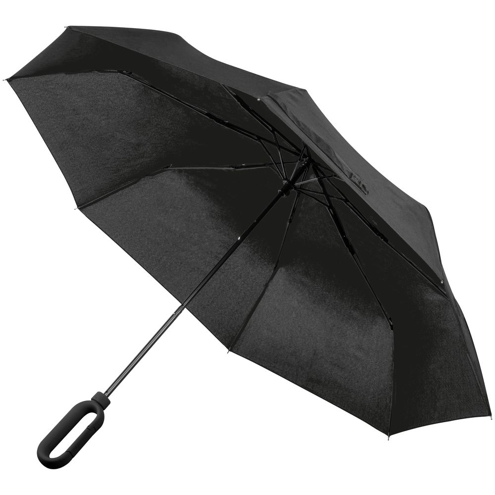 Зонт складной Hoopy с ручкой-карабином - черный