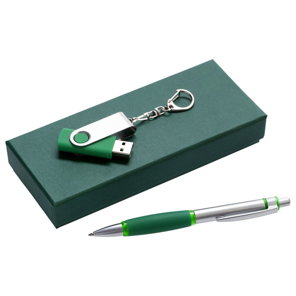 Набор Notes: ручка и флешка 8 Гб - зеленый