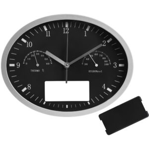 Часы настенные INSERT3 с термометром и гигрометром - черный