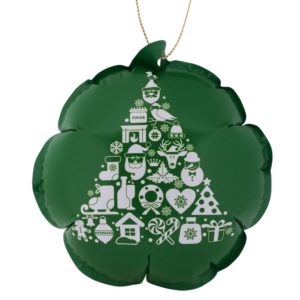 Новогодний самонадувающийся шарик, зеленый с белым рисунком - белый