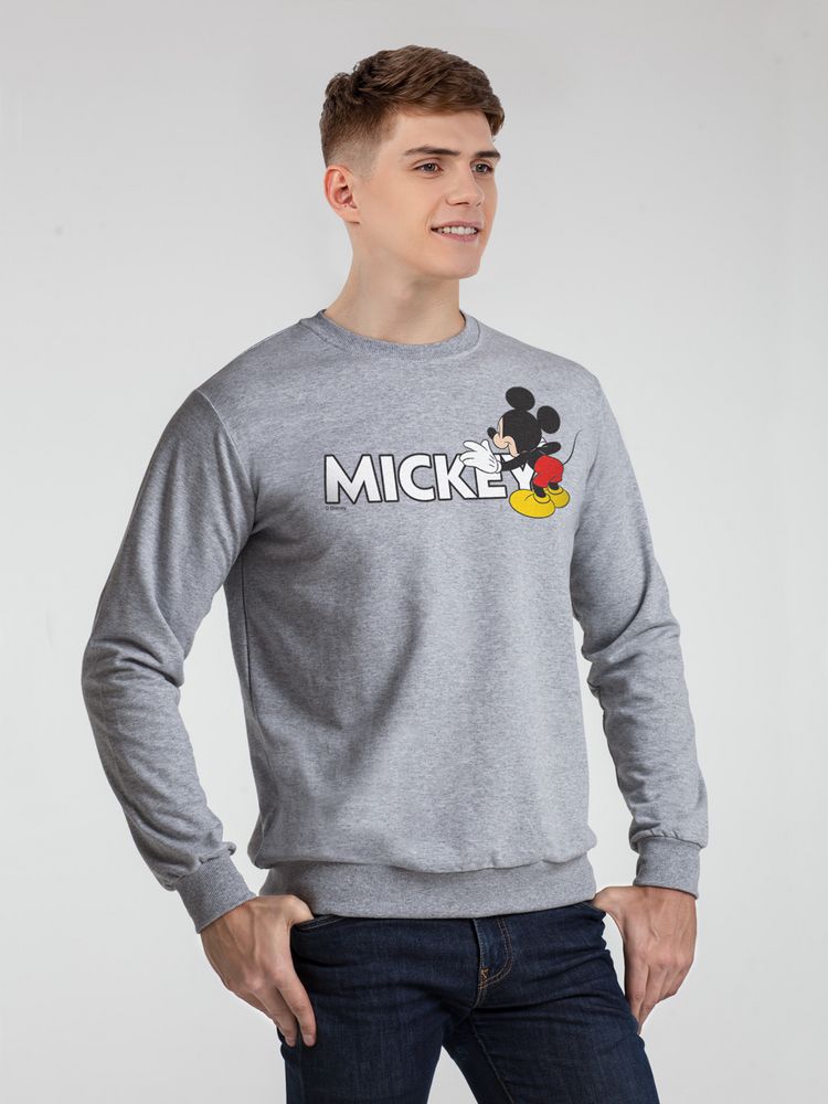 Свитшот Mickey Mouse, серый меланж - серый