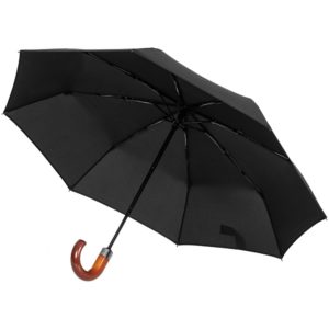 Складной зонт Wood Classic S, черный - черный