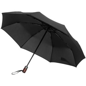 Складной зонт Wood Classic S с прямой ручкой - черный