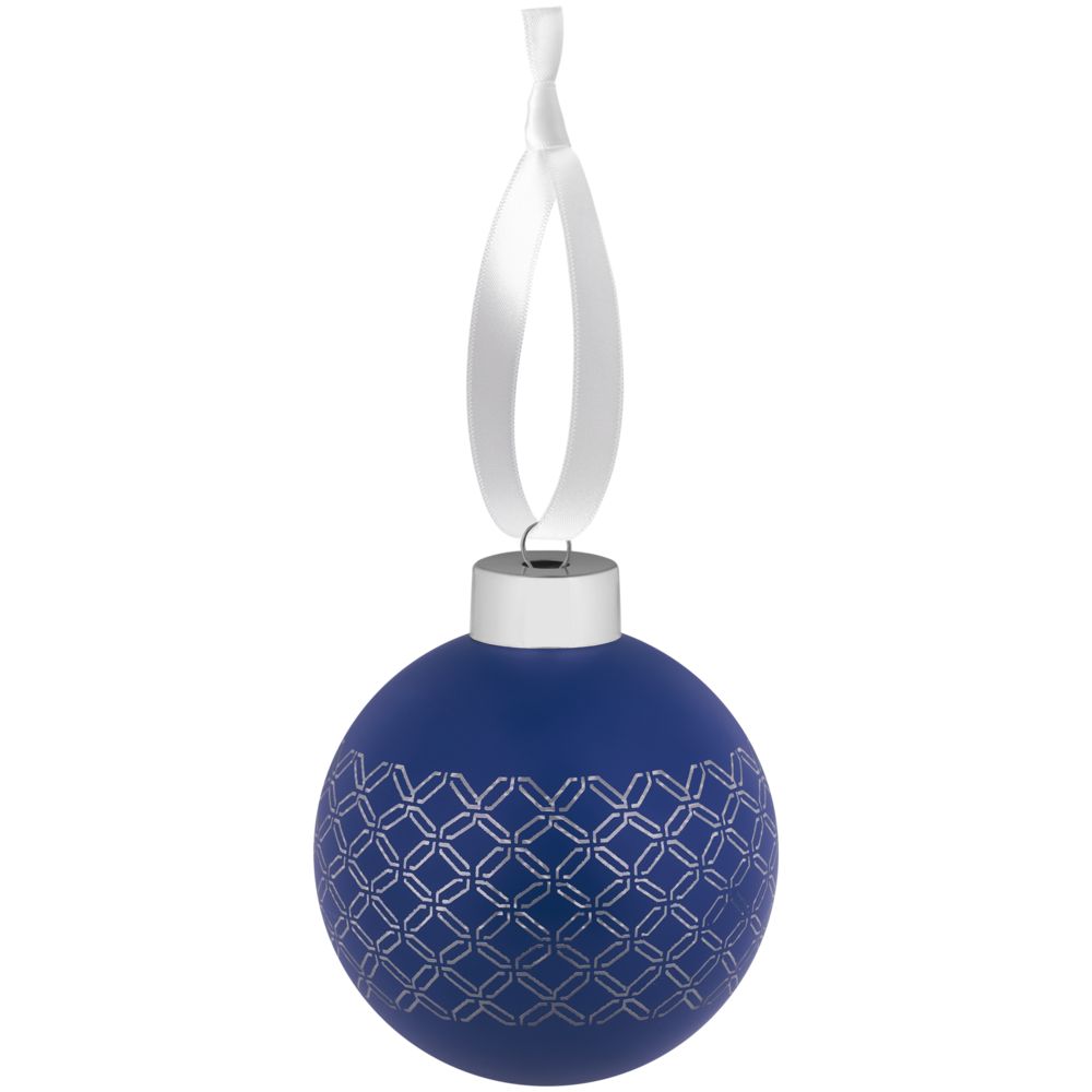 Елочный шар Queen с лентой 8 см - синий